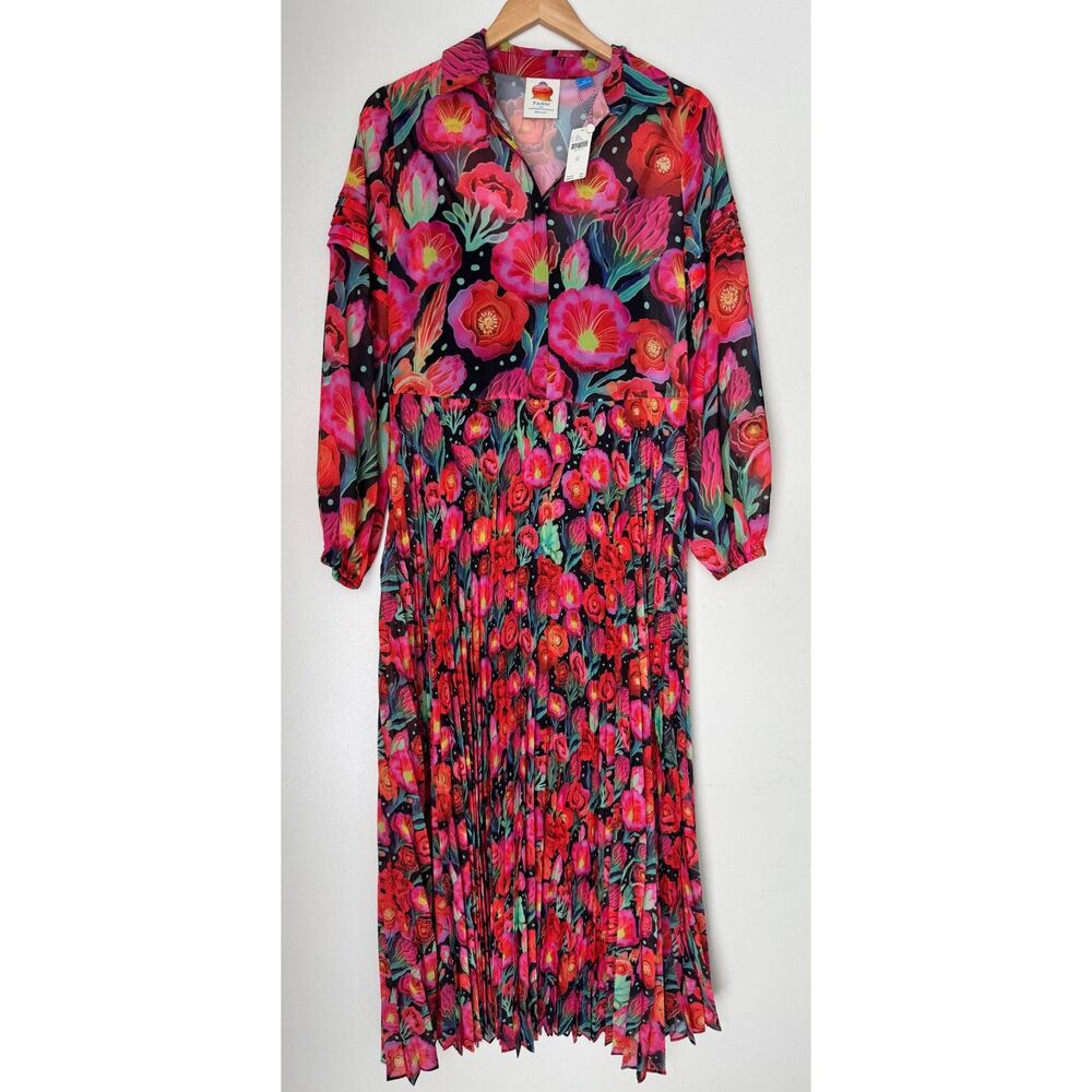NWT Farm Rio x Anthropologie Pleated Drop-Waist Maxi Dress - Size S - Picture 4 of 12